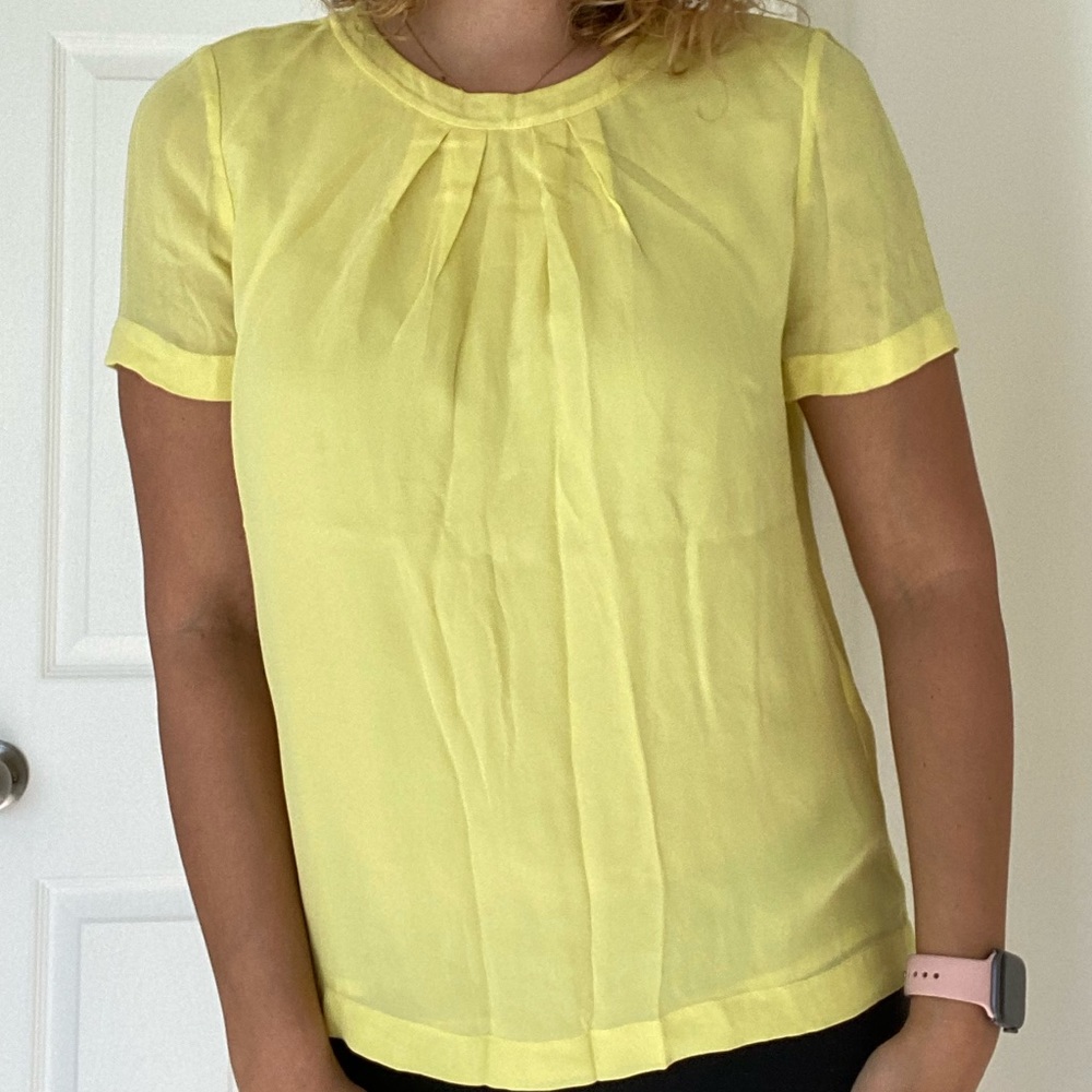 Yellow j crew short sleeve blouse size 6
